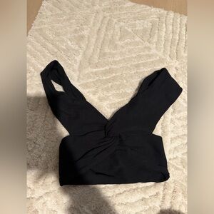 SHEIN Elegant Black Knot Crop Top